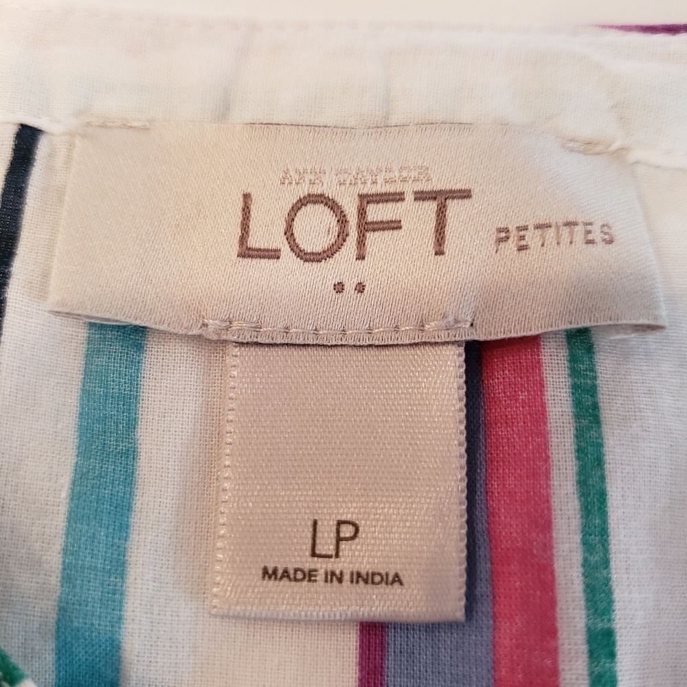 -Loft White Split Neck Tunic Stripes - image 4